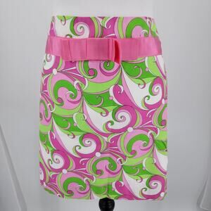 Molly B Skirt Womens 10 Mini Abstract Swirl Print Pink Green White Retro Preppy